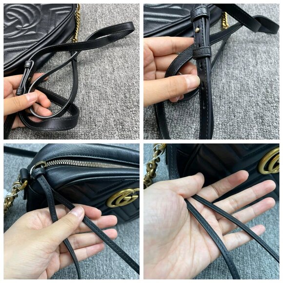 100% Authentic GUCCI Black Marmont Leather Shoulder Bag - Picture 12 of 14